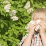 Boy sneezing with allergies